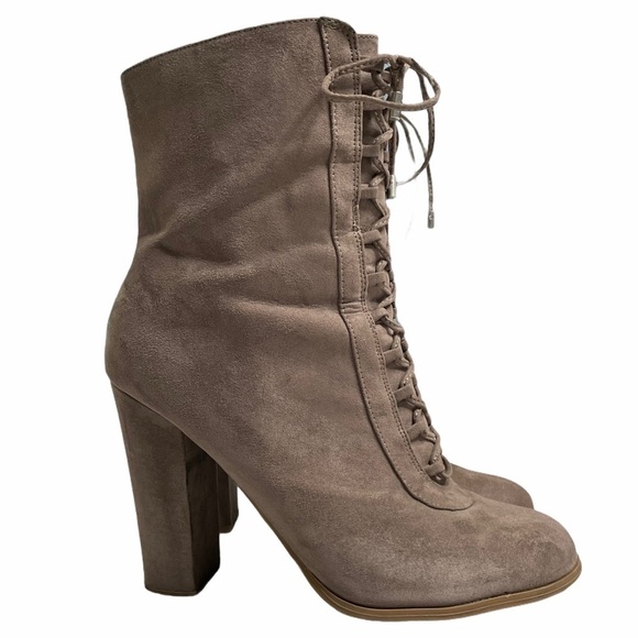 Carlos Santana Sandra Lace Up Chunky Heel Faux Suede Boots Size 10 - Picture 2 of 10